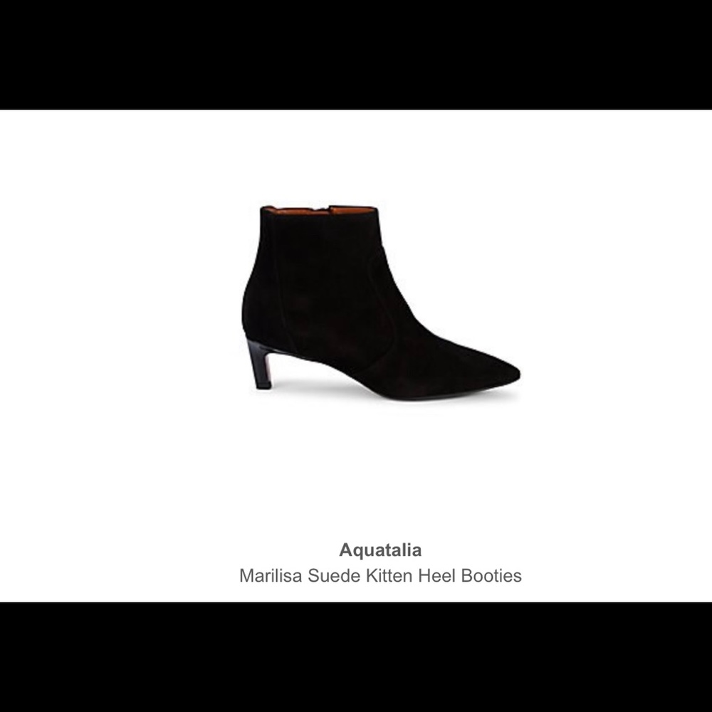 Aquatalia Marilisa black suede kitten heel booties 7.5
